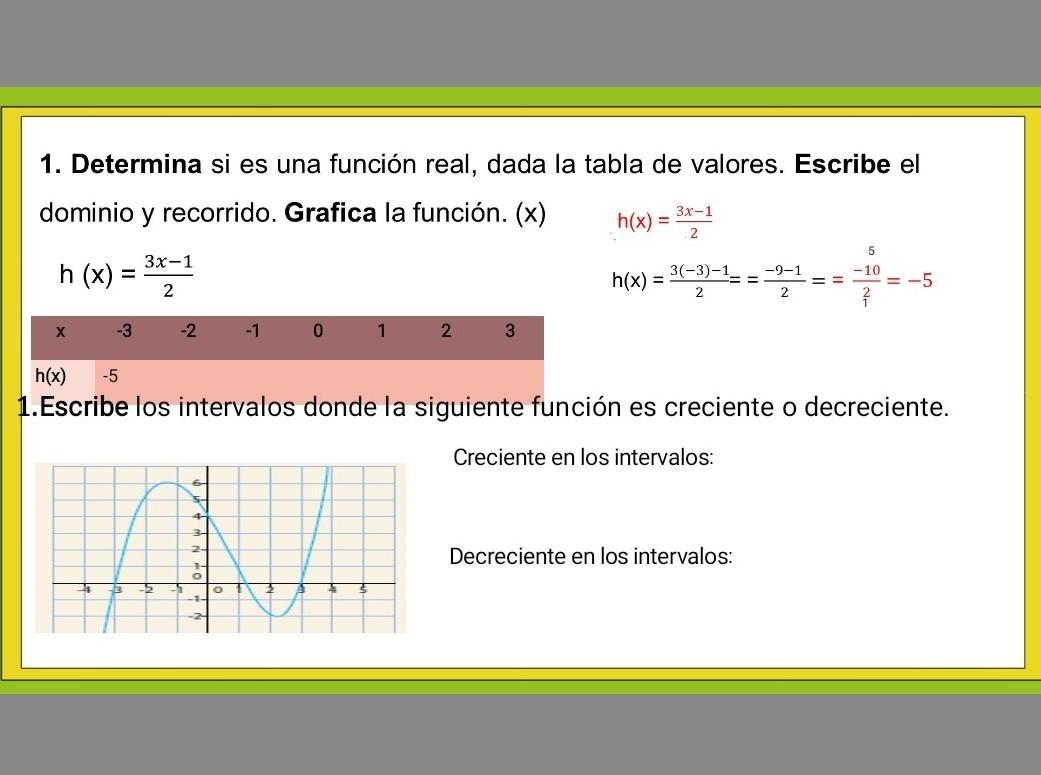Determina si es una función real,dada la tabla de valores