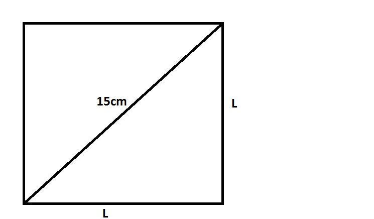 calcular el area de un cuadrado si su diagonal mide 15cm