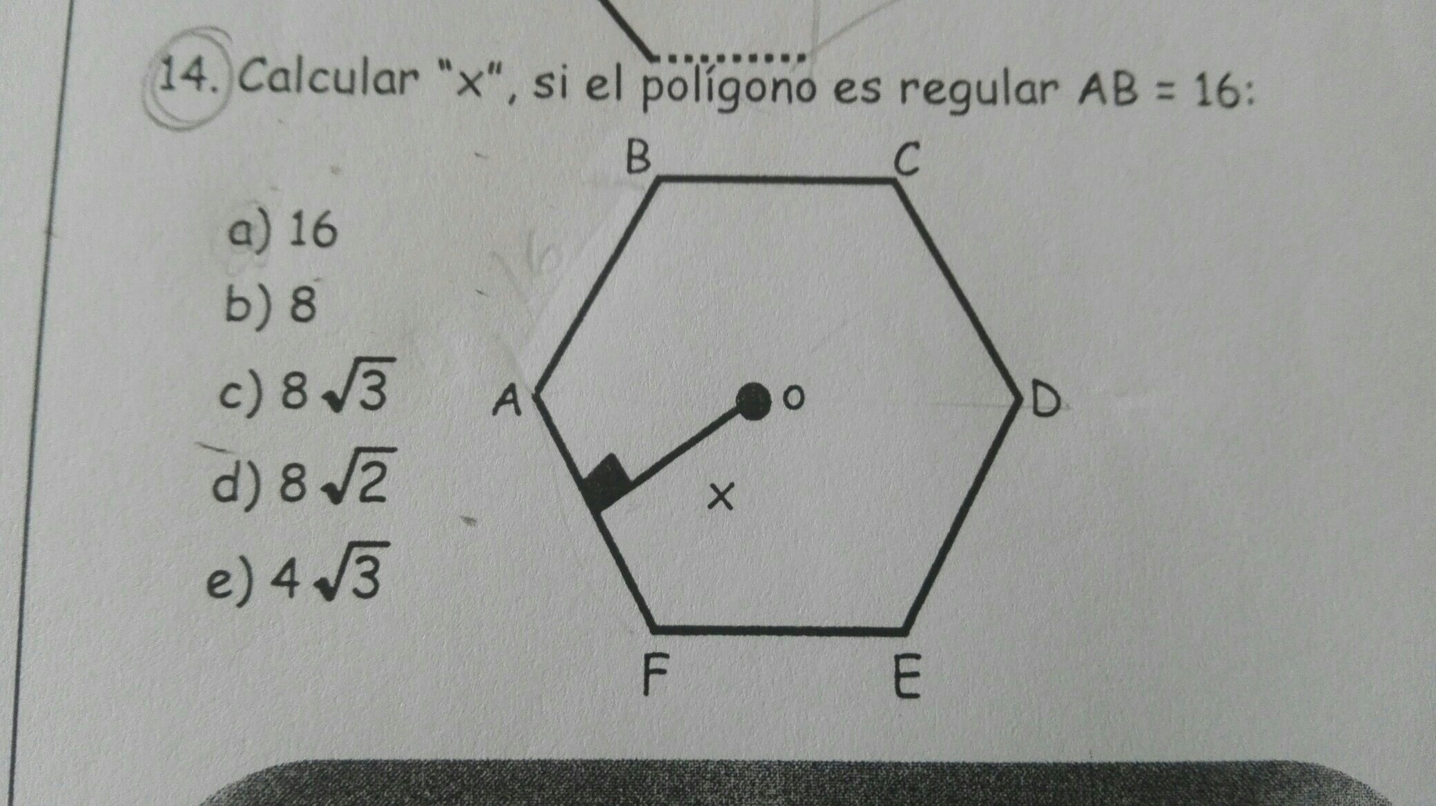 Calcula "x",si el polígono es regular AB=16 Brainly.lat