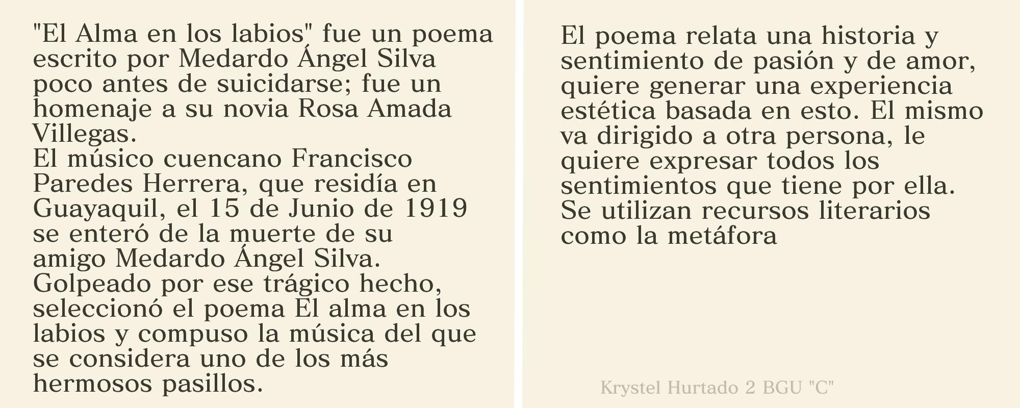 a.Realiza el análisis del poema El alma en los labios del