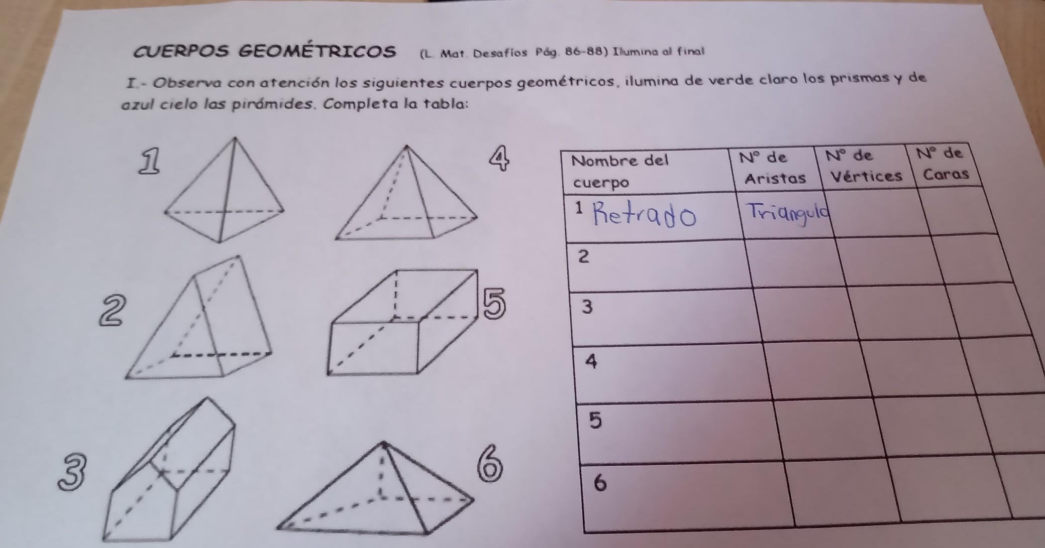 CUERPOS GEOMÉTRICOS Desafios y 28) Tunire fi I Obene