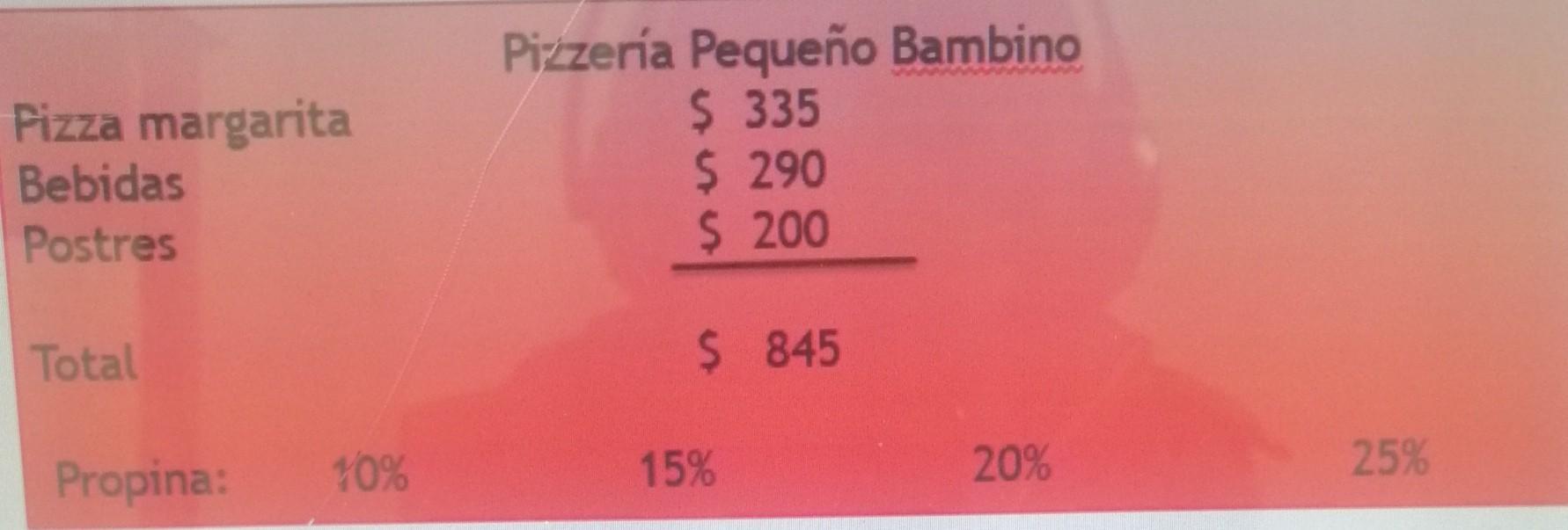 1. Logan dejó 169 de propina despues de una cena con sus