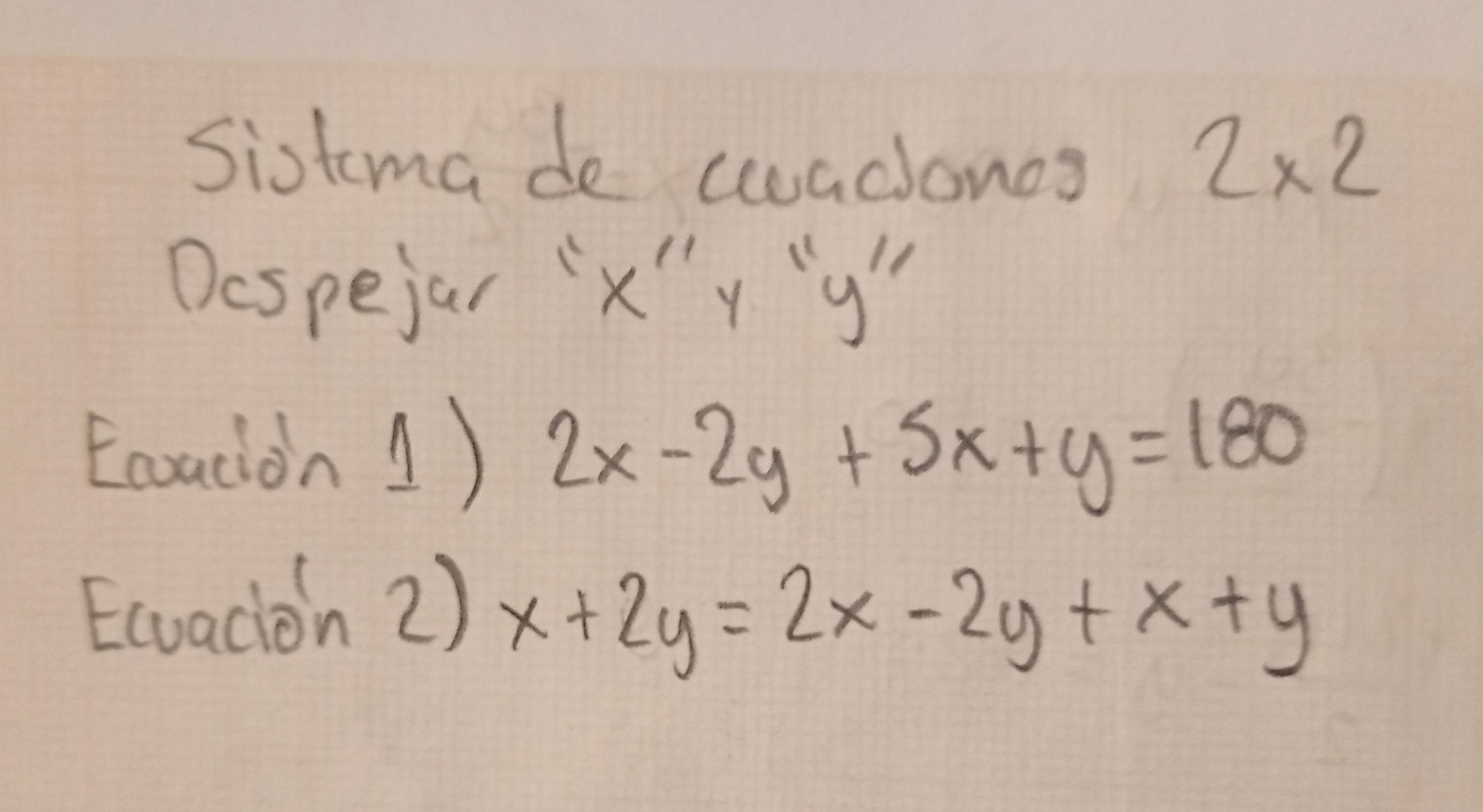 Despejar "x" y "y" por un método de ecuaciones 2x2. Sin decimales, solo