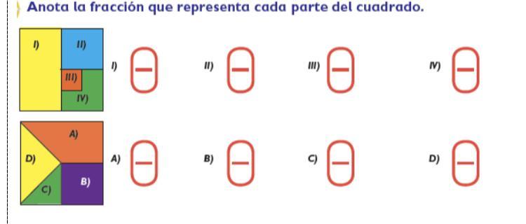 Anota la fracción que representa cada parte del cuadrado Brainly.lat