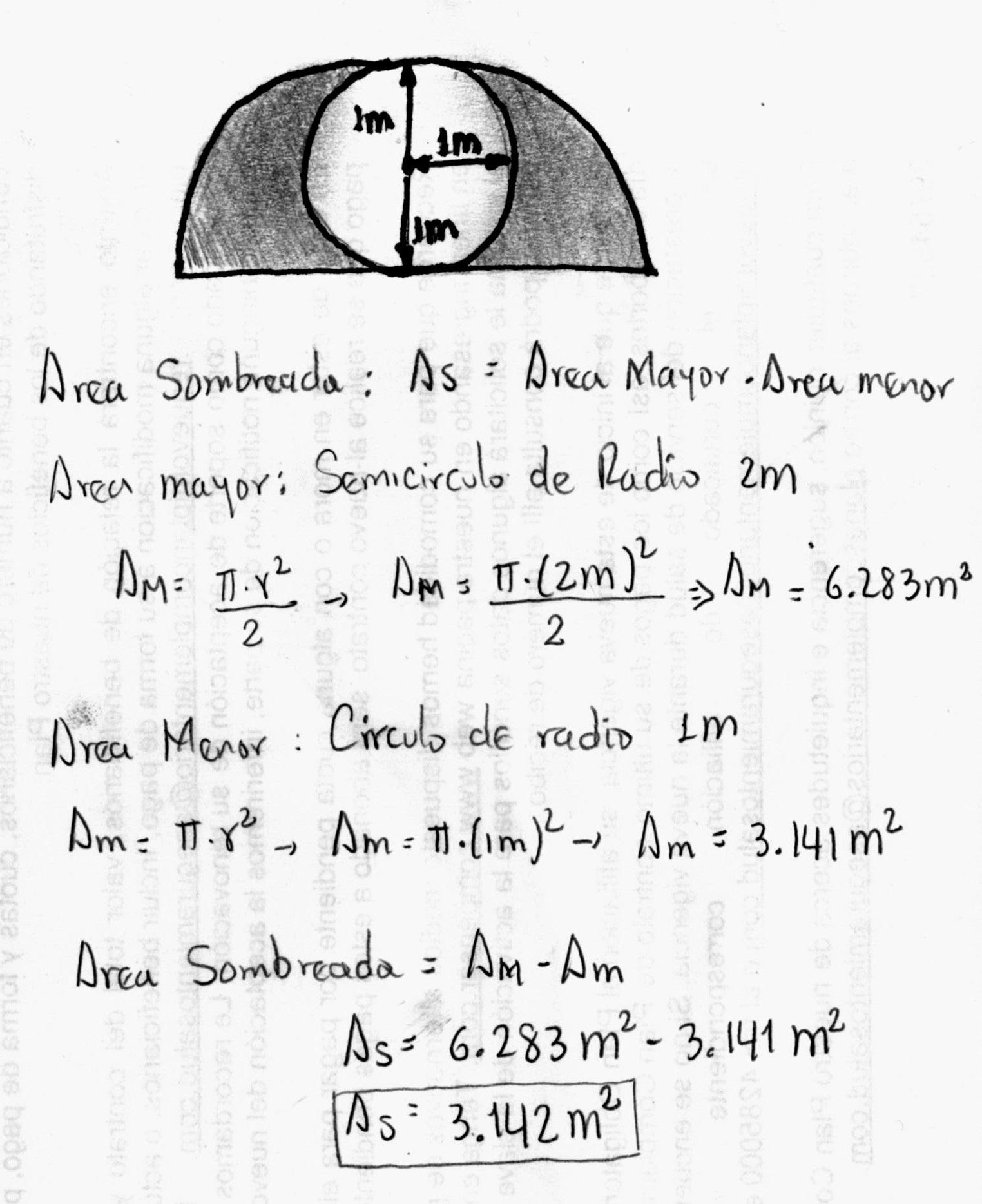 cuál es el área de la parte sombreada de la siguiente