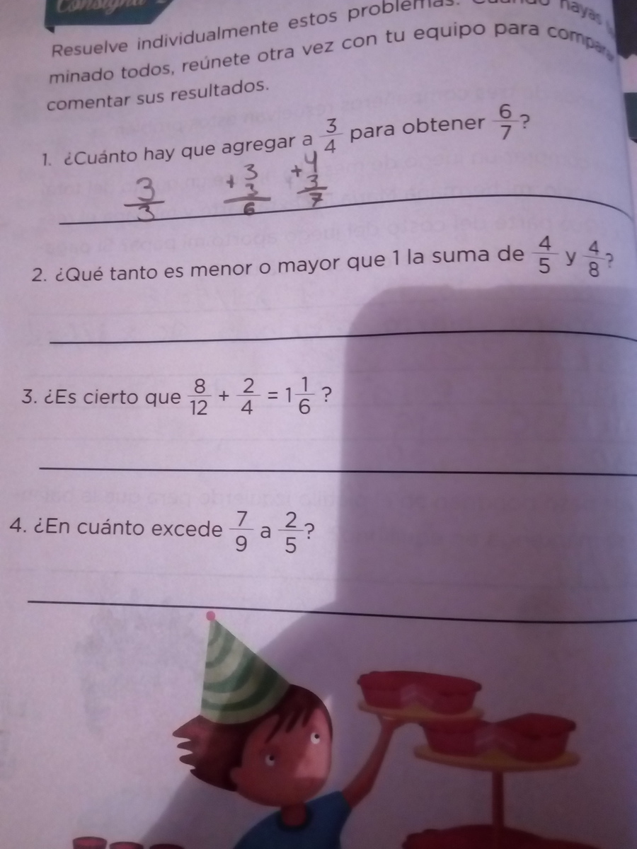 ¿que tanto es menor o mayor que 1 la suma de cuatro quintos y cuatro