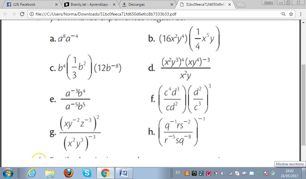 simplifica cada una de las siguientes expresiones y