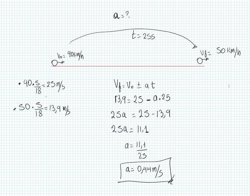 Calcular la aceleración (en m/s2 ) que se aplica para que un móvil que