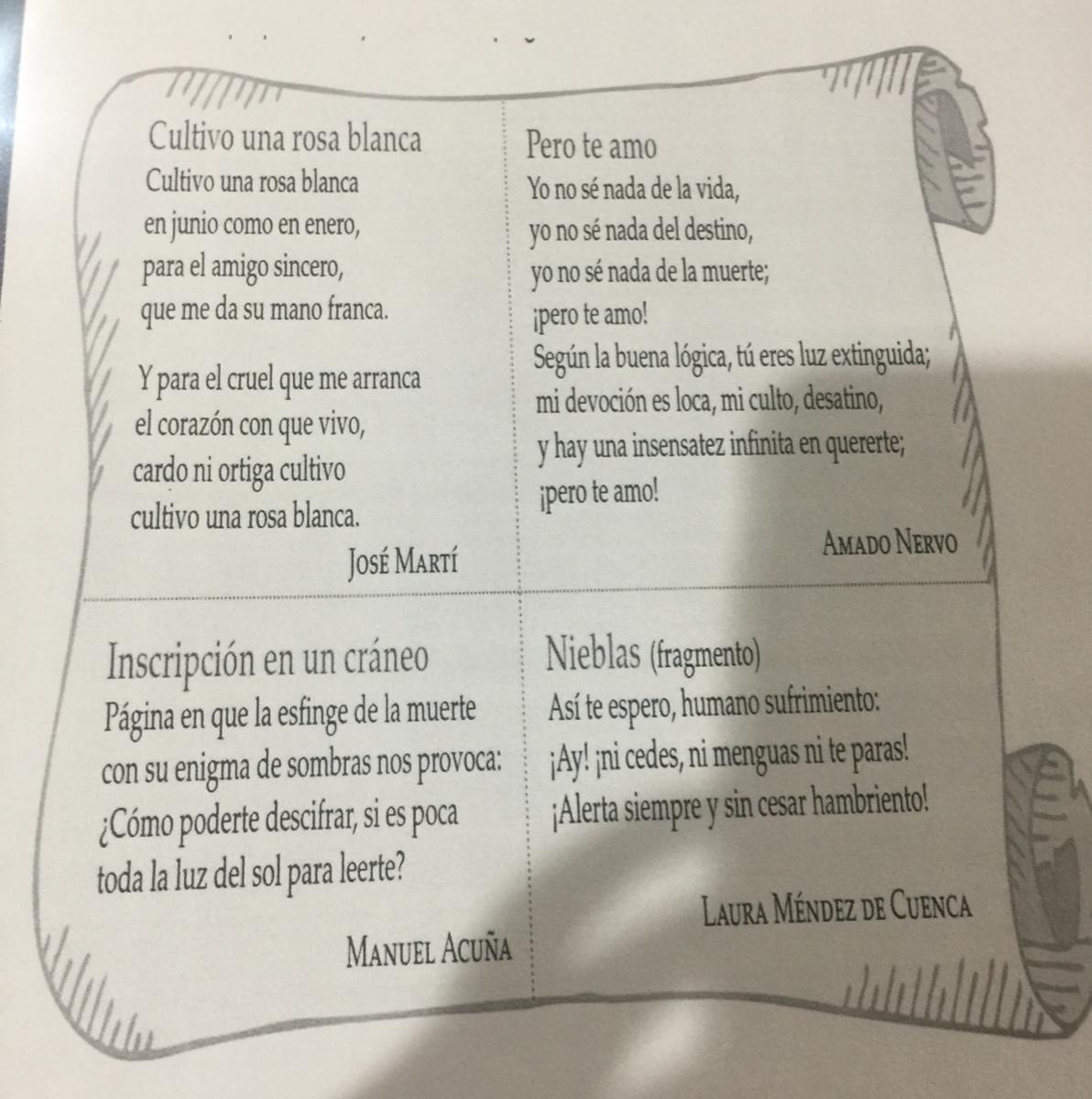 EspaÃ±ol Â¿que sentimientos evoca el poema cultivo una rosa blanca de
