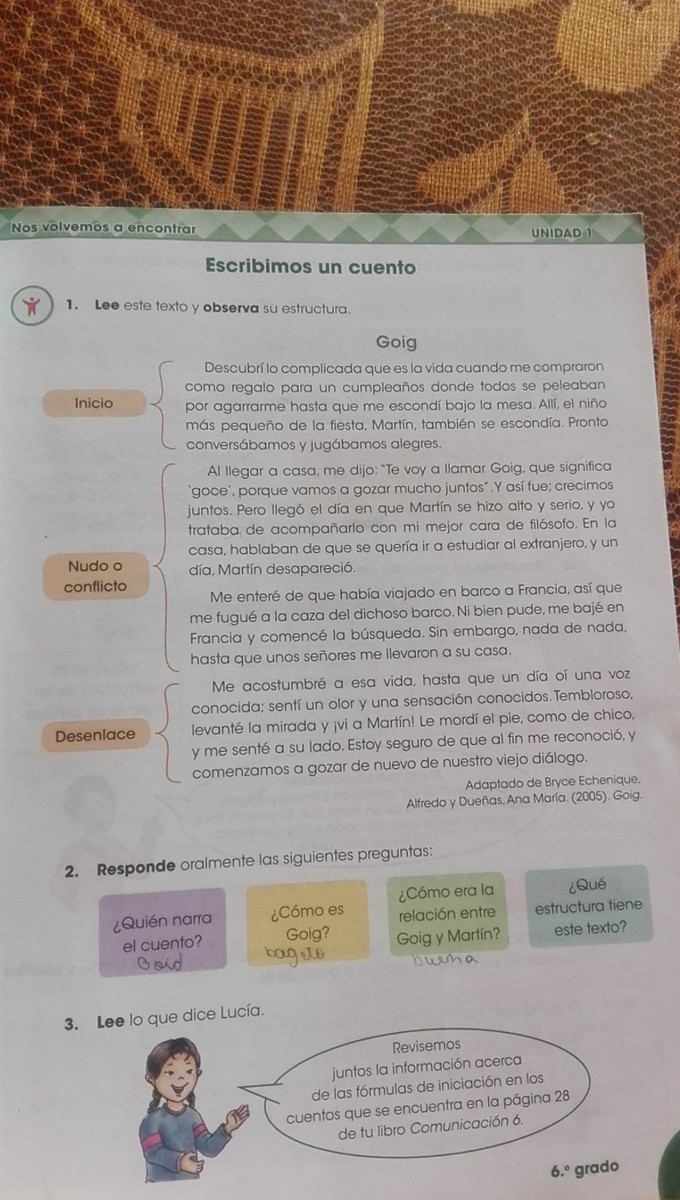 Un cuento creado que tengo inicio, nudo y desenlace con título