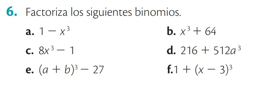 Factoriza los siguientes binomios. Brainly.lat