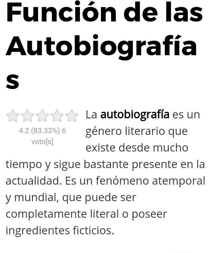 cual es la funcion de una autobiografía Brainly.lat