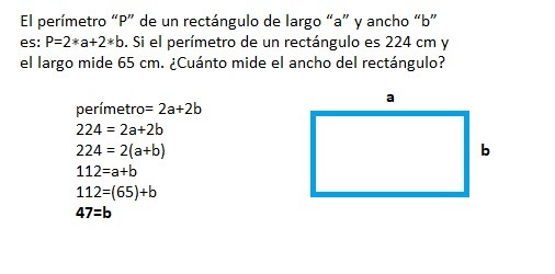 El perímetro “P” de un rectángulo de largo “a” y ancho “b