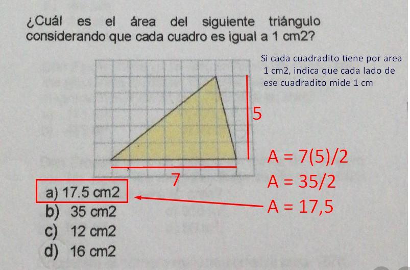 Cuál es el área del siguiente triángulo considerando que