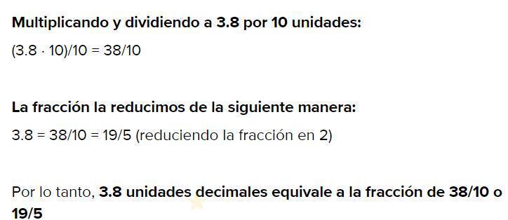A cuanto equivale 3.8 en fraccion Brainly.lat
