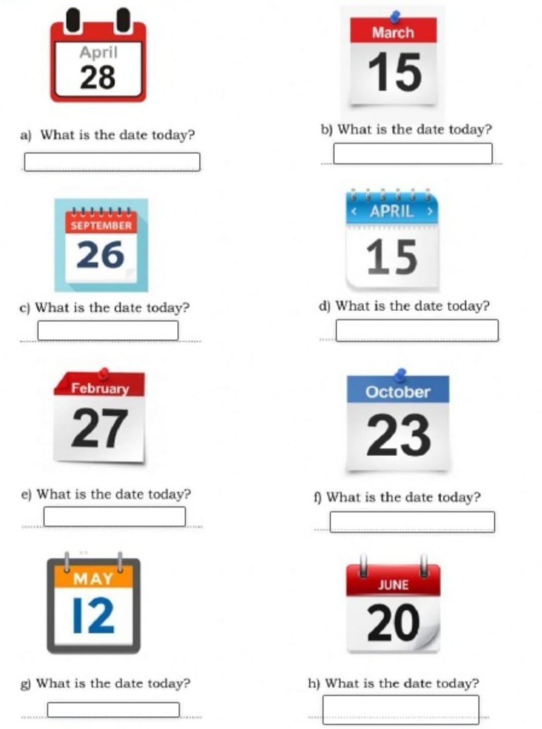 Ayúdenme con estos ejercicios de, what is the date today? de