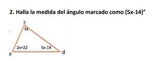 Halla la medida del angulo marcado como (5×14)⁰ Brainly.lat