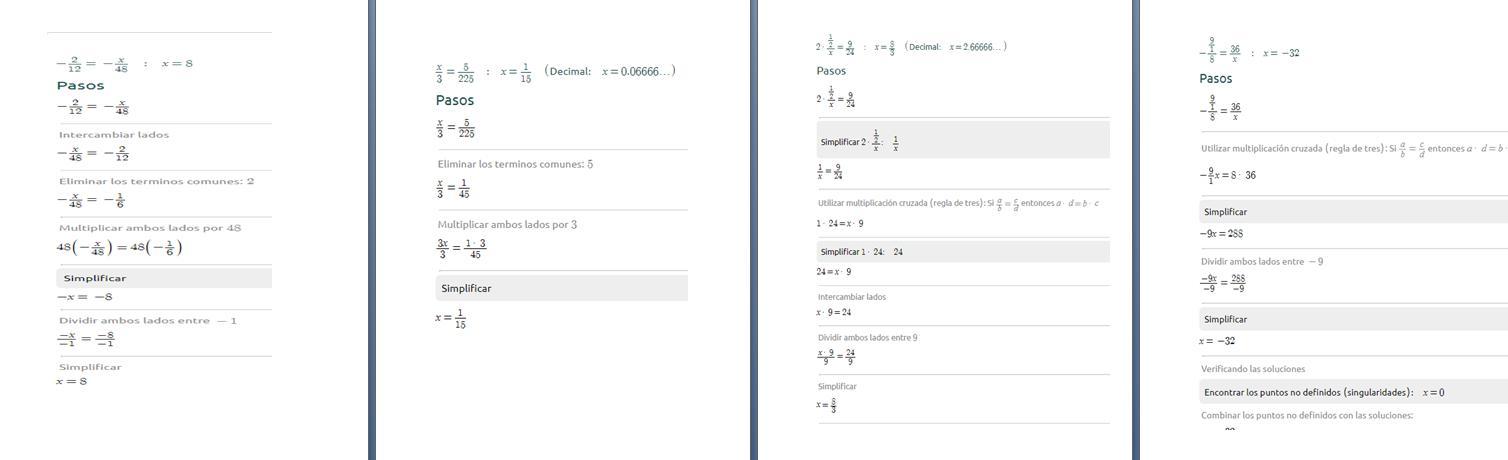 Hallar el valor de x en cada proporcion A.2/12= x/48 B