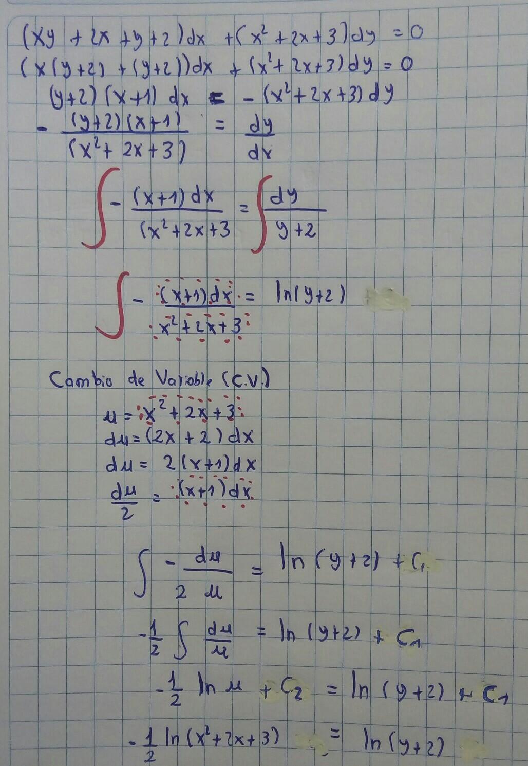 Encontrar la solución de la siguiente ecuación diferencial