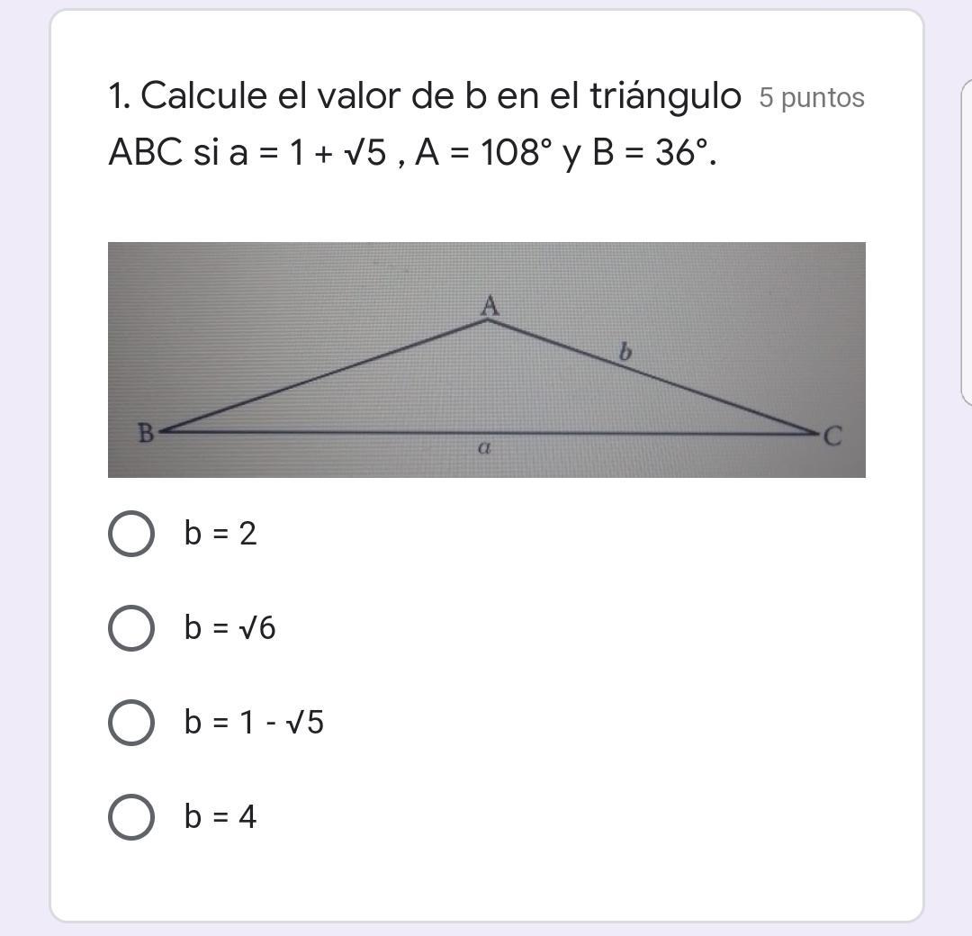 Calcula la medida del ángulo B si a =√6, b = √3 1 y c = 2. Brainly.lat