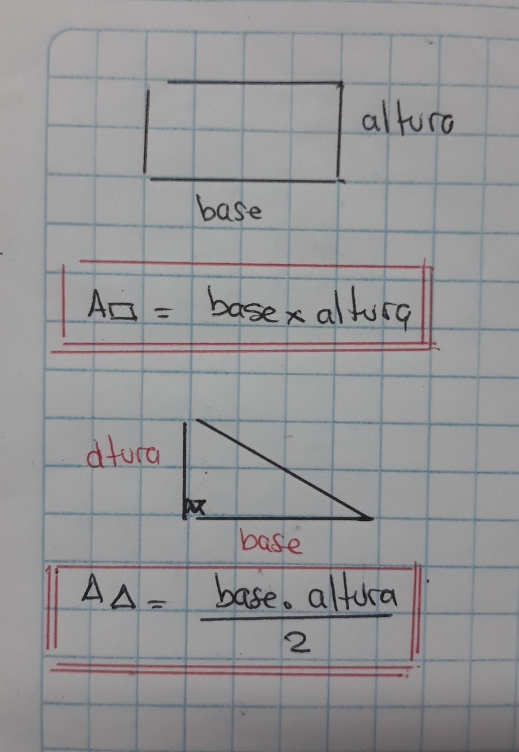 ¿cual es la formula para sacar el área del rectángulo? ¿cual es la