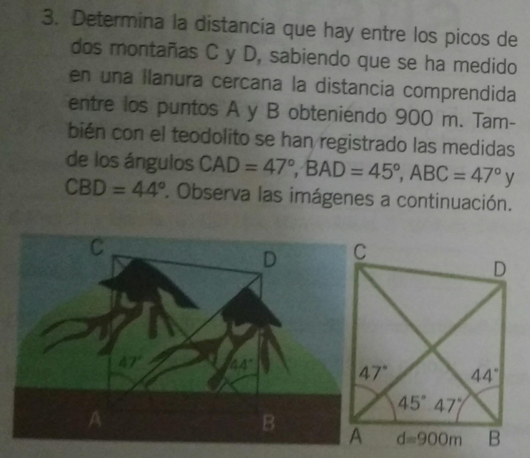 Determina la distancia que hay entre los picos de dos