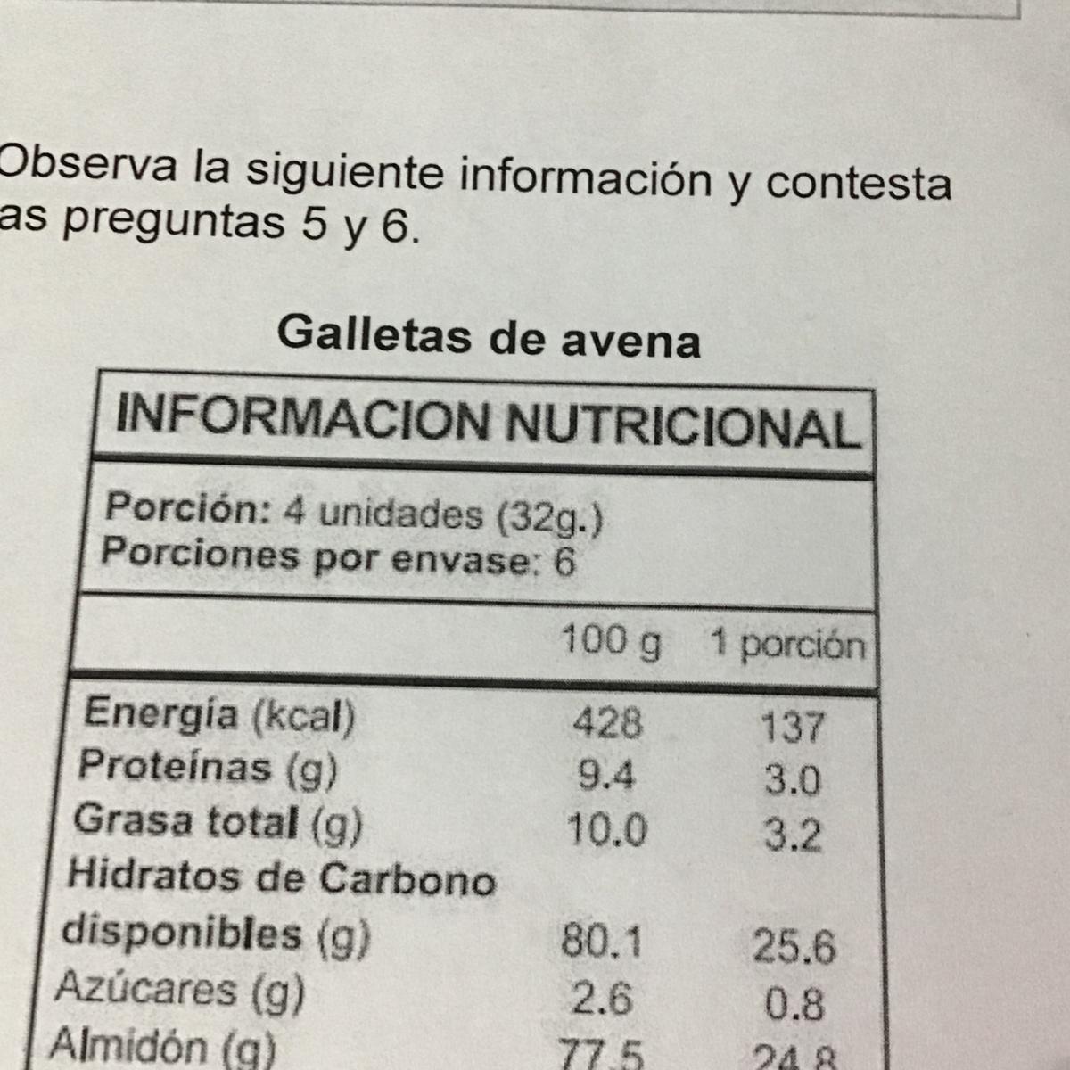 La pregunta 1.¿Cuánta energía proporcionan 2 porciones de