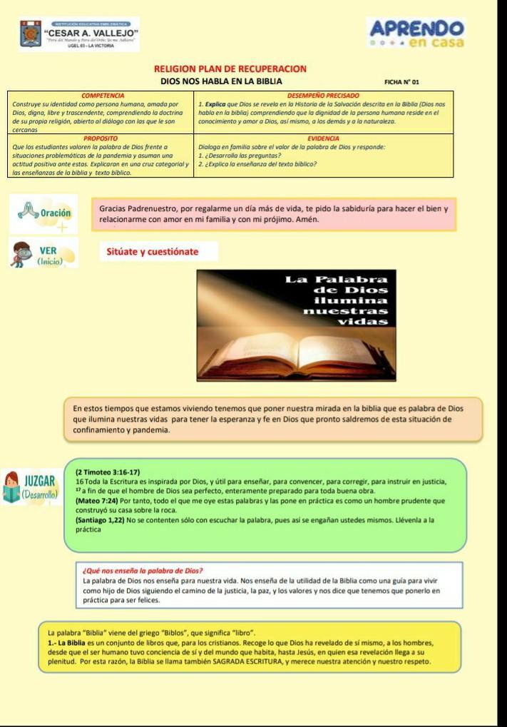Semana 1 De Religion 4to De Segundaria Brainly Lat