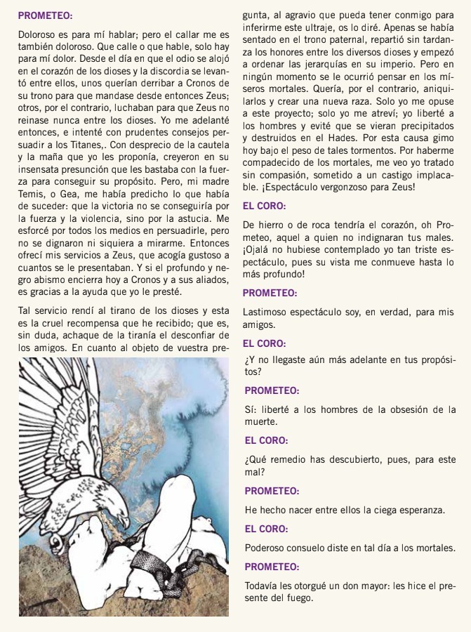 Leo un fragmento de la tragedia Prometeo encadenado. Inicio esta