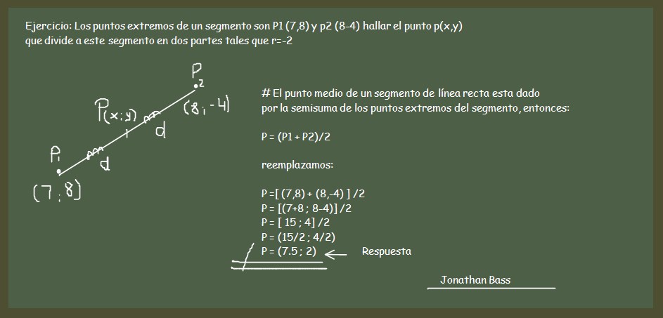 los puntos extremos de un segmento son P1 (7,8) y p2 (84
