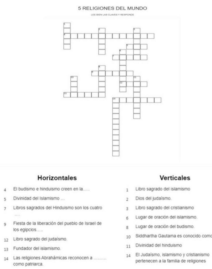5 Religiones Del Mundo Crucigrama Brainly Lat