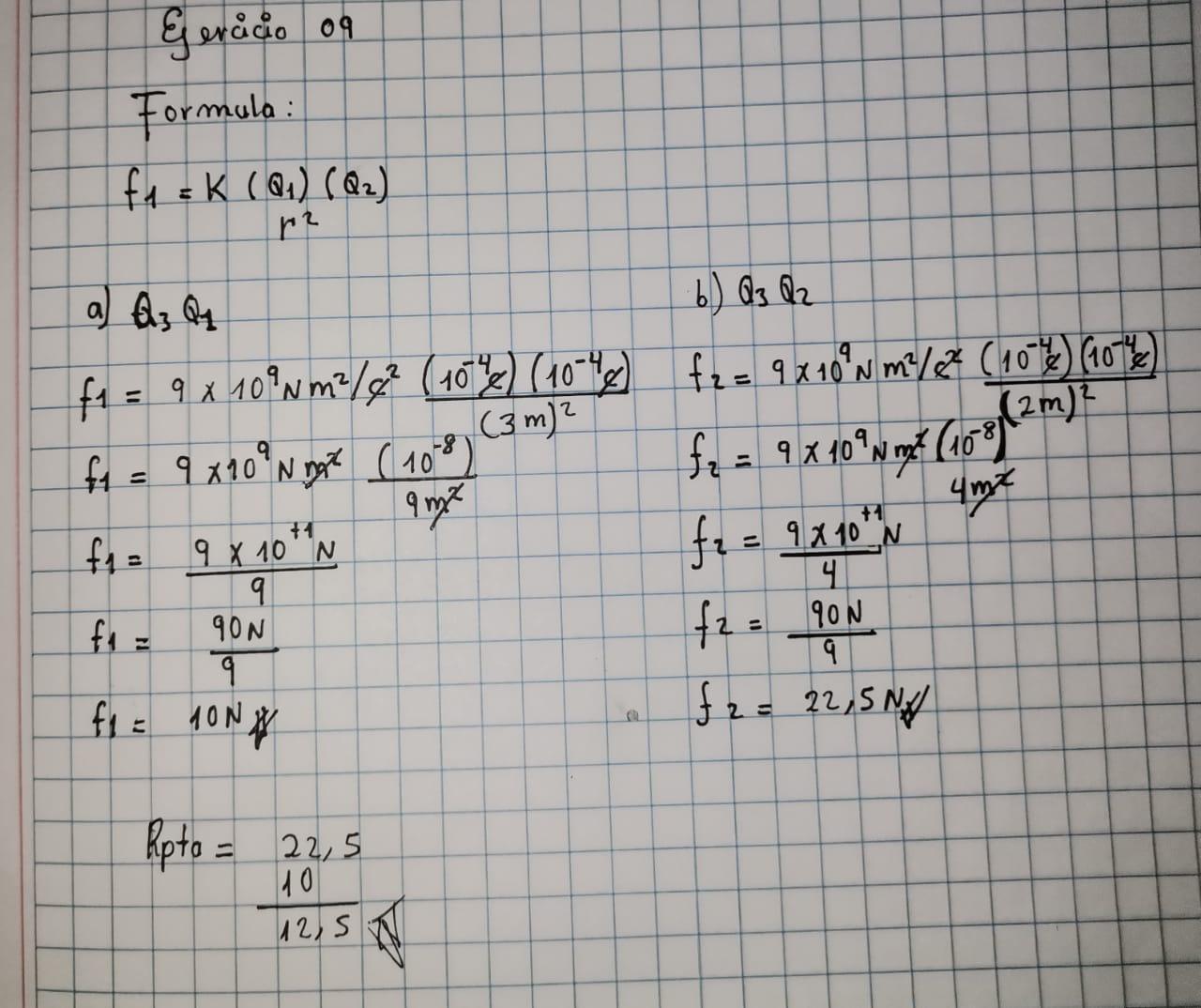 en el grafico mostrado , calcular la fueza resultante sobre la carga Q3