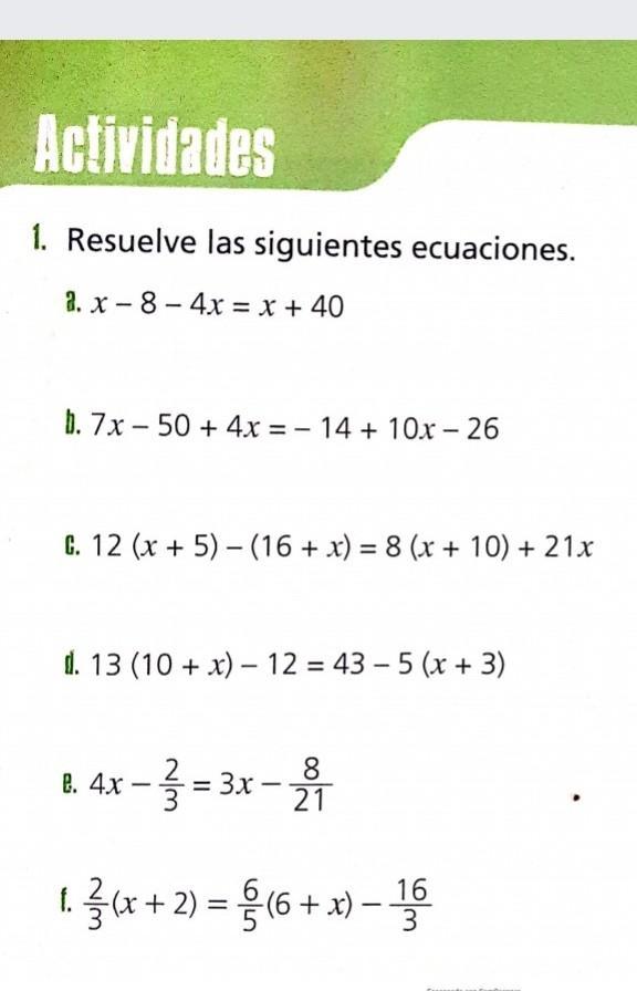 1 resuelve las siguientes ecuaciones a b c d e f porfa les