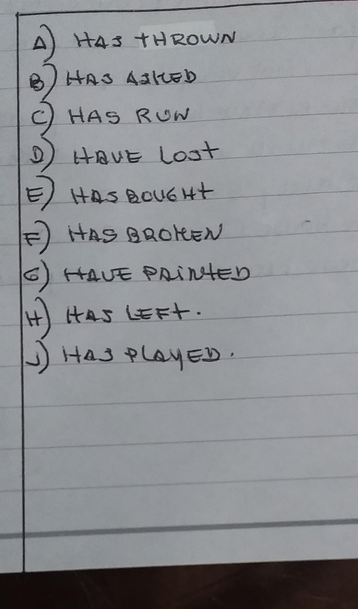 2. Choose the correct verb from the box and complete the sentences