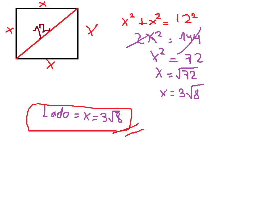 Halla la arista de un cubo sabiendo que su diagonal mide