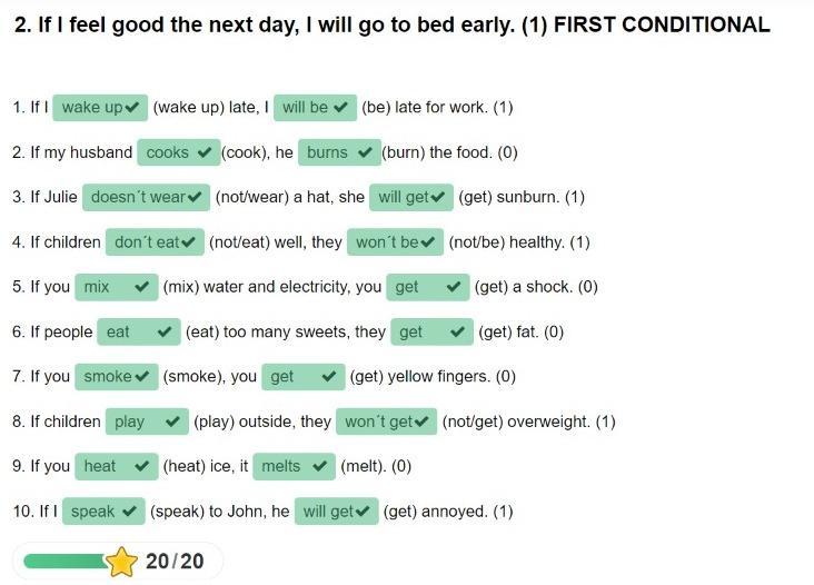 Complete the sentences using the verbs in parenthesis and according to