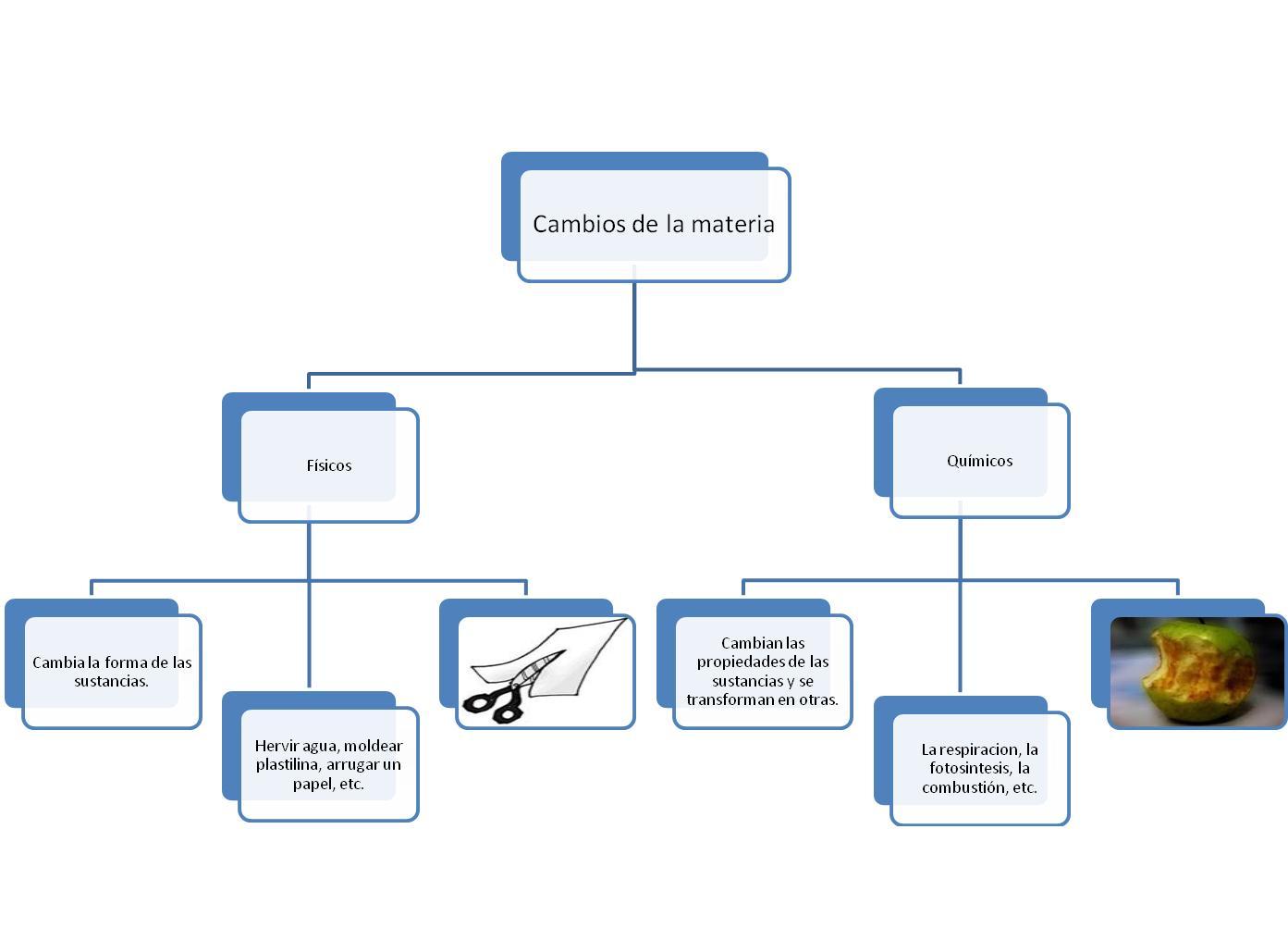 mapa conceptual de los cambios fisicos y quimicos de la materia