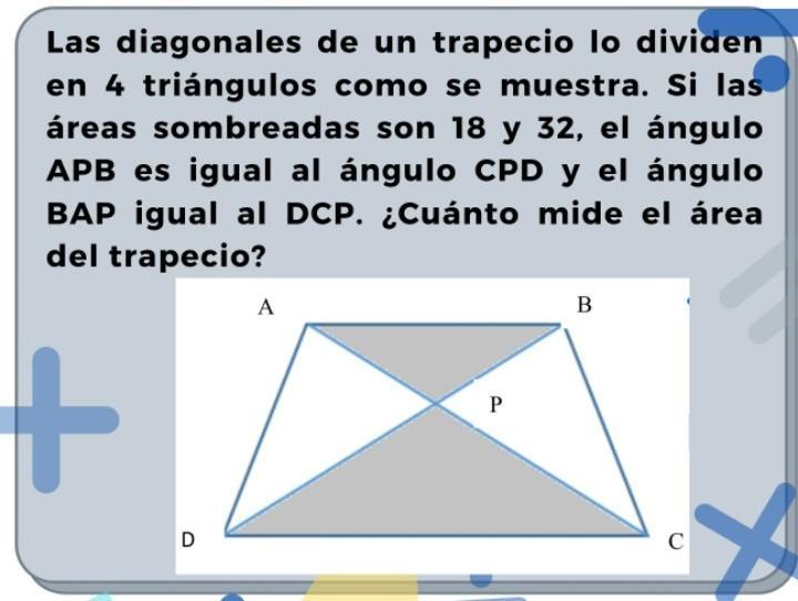 Las diagonales de un trapecio lo dividen en 4 triángulos