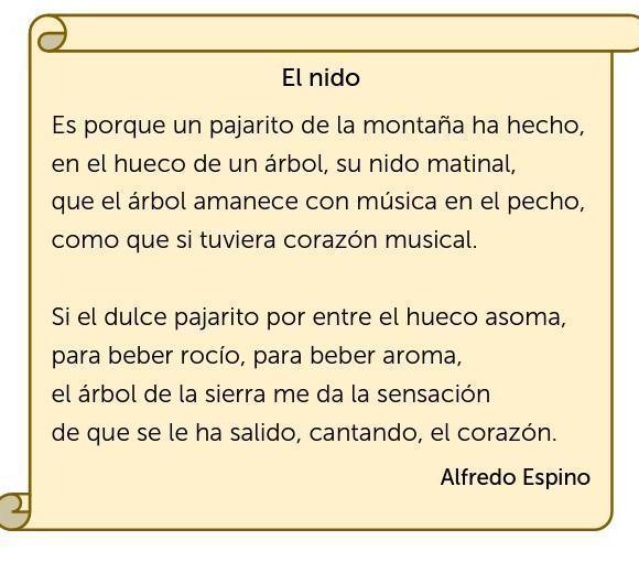 que tipo de texto literario es el poema el nido Brainly.lat