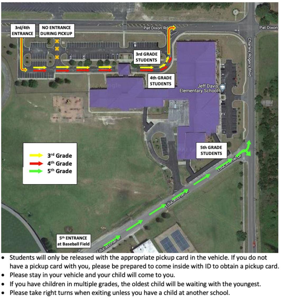New Pickup Procedures Jeff Davis Elementary School