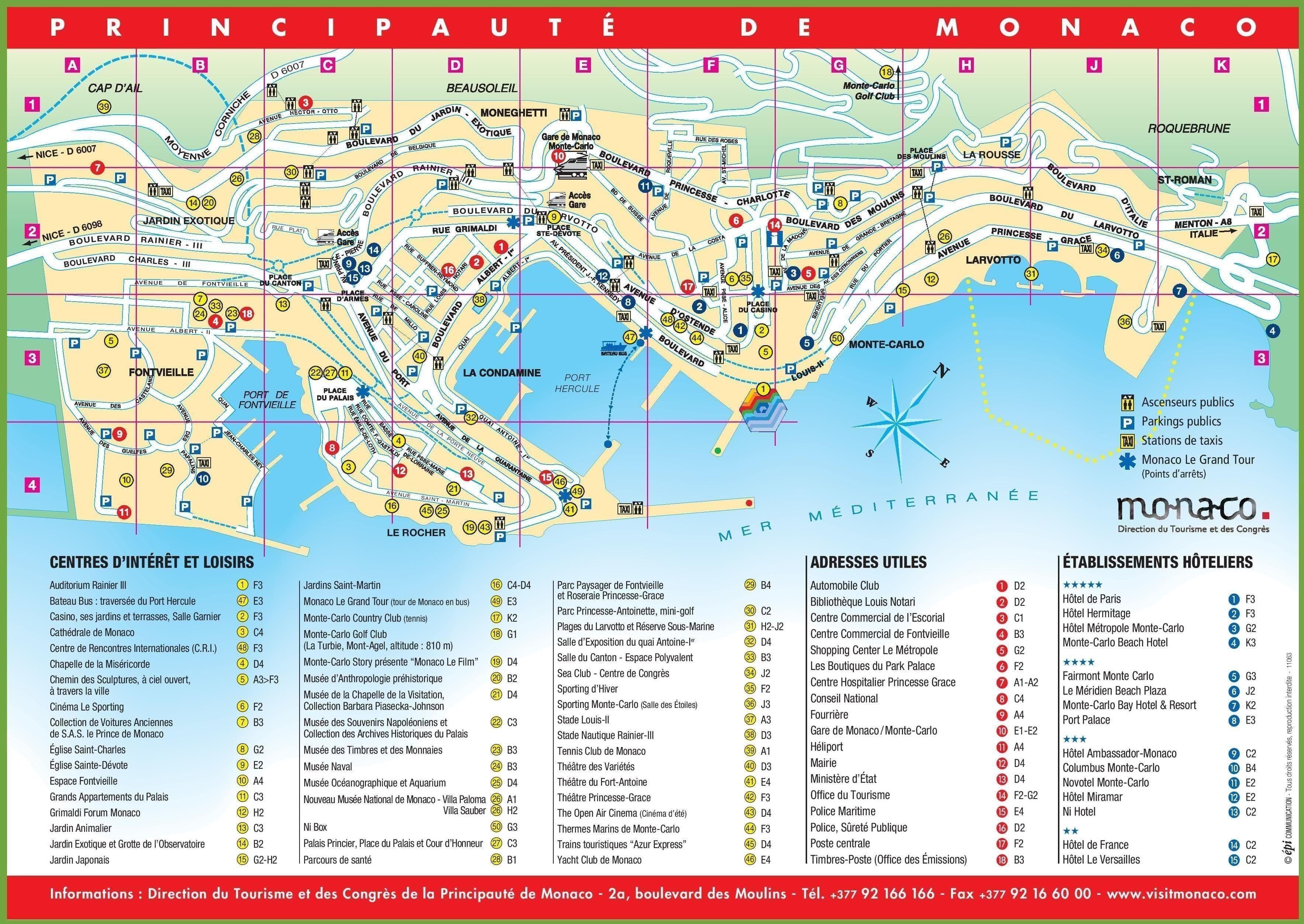 Pain Points Pour "Carte Monaco Et Alentours" Mapa turístico de Mónaco atracciones y monumentos de Mónaco