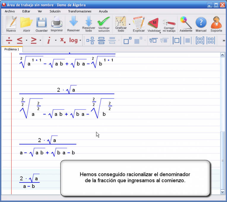 Algebrator SimplificaciÃ³n de expresiones radicales