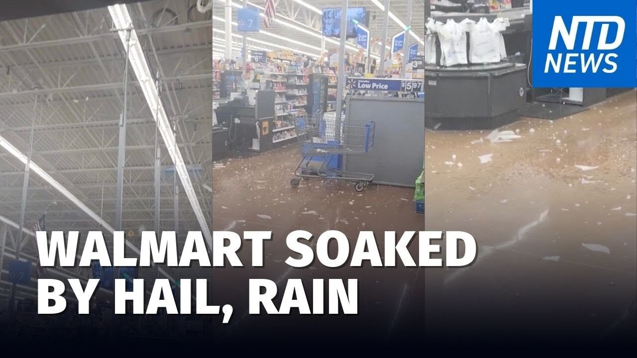 Walmart inundado por un granizo del tamaño de pelotas de tenis cayendo