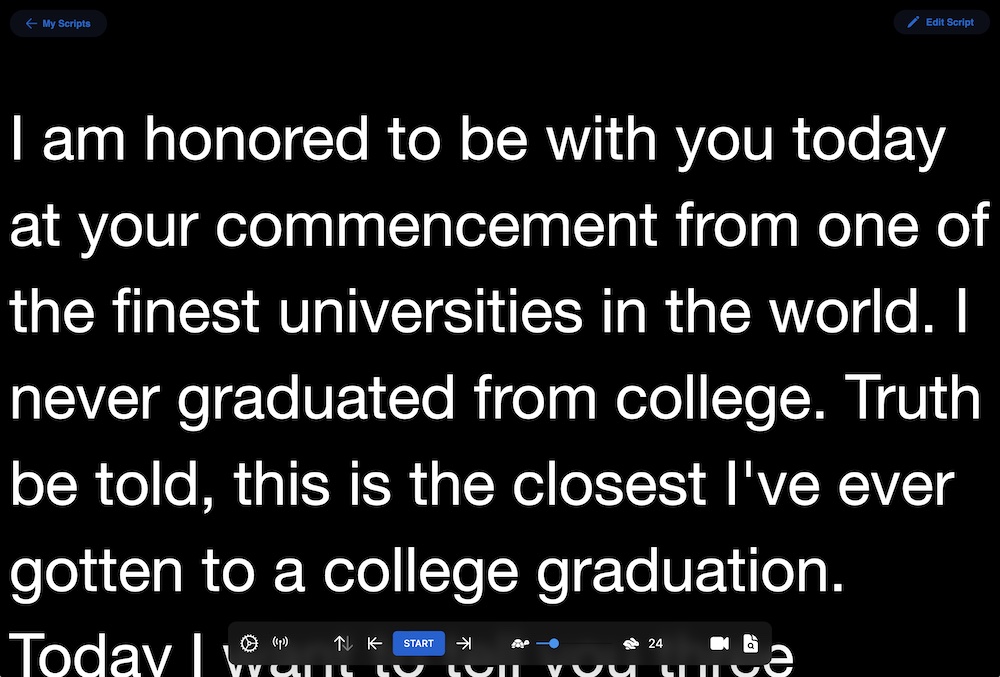 Teleprónter online Aplicación web gratis de autocue para pronter en