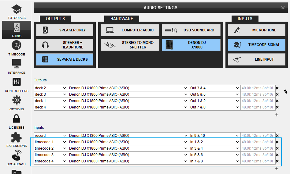 VirtualDJ Hardware Manuals Denon DJ X1800 Advanced Setup