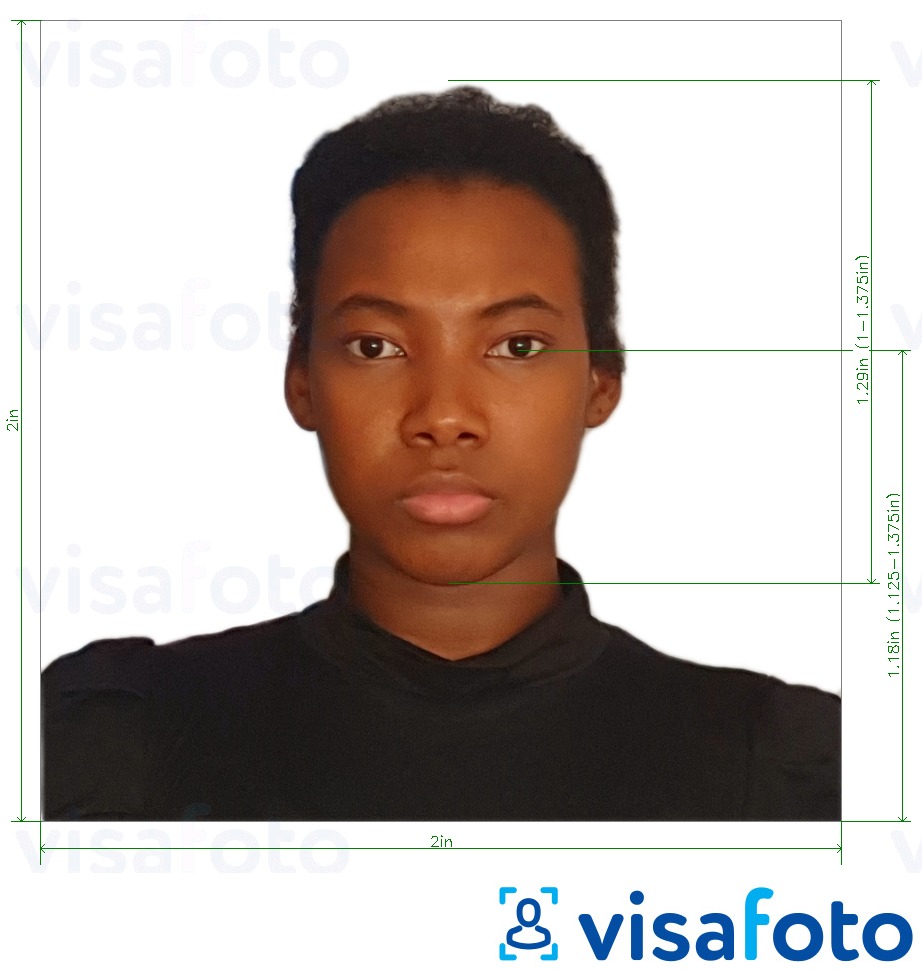 República Dominicana pasaporte foto 2x2 pulgadas tamaño, herramienta