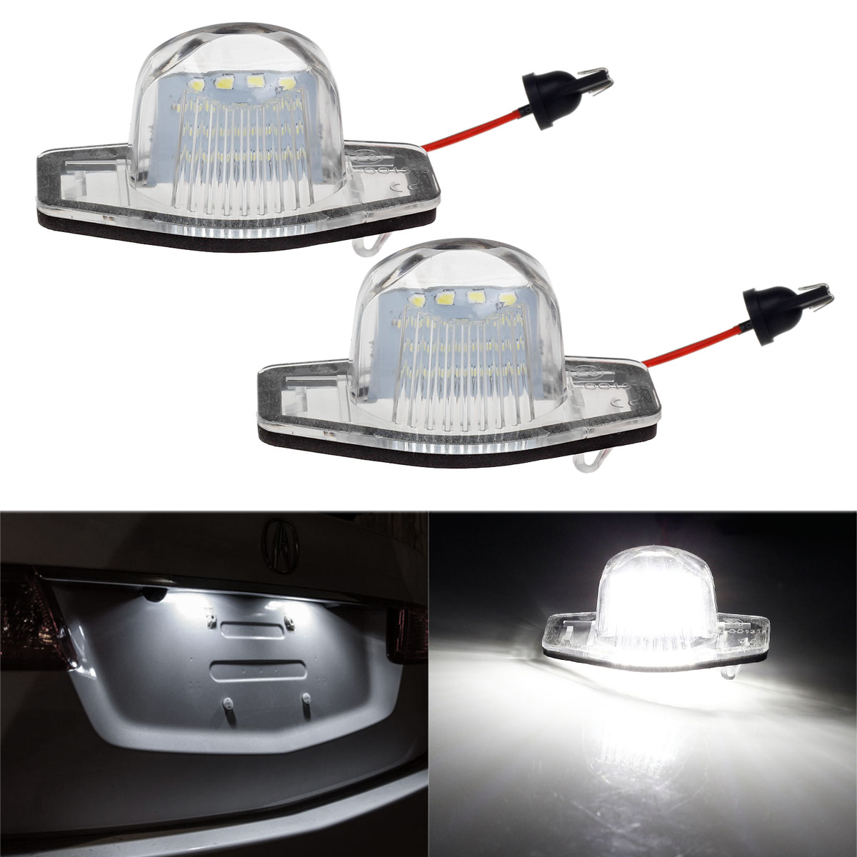 1 Set 6000K White 183528SMD LED License Plate Light Lamp for Honda