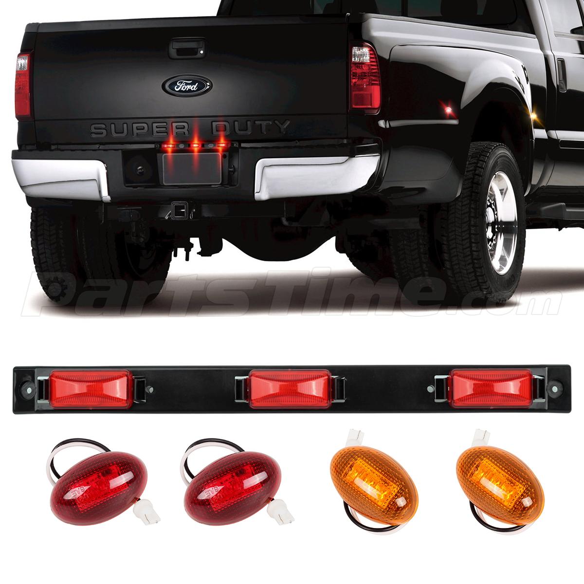 Red 3 Bar Light &Amber/Red Side Fender Marker Dually Bed LED Light For