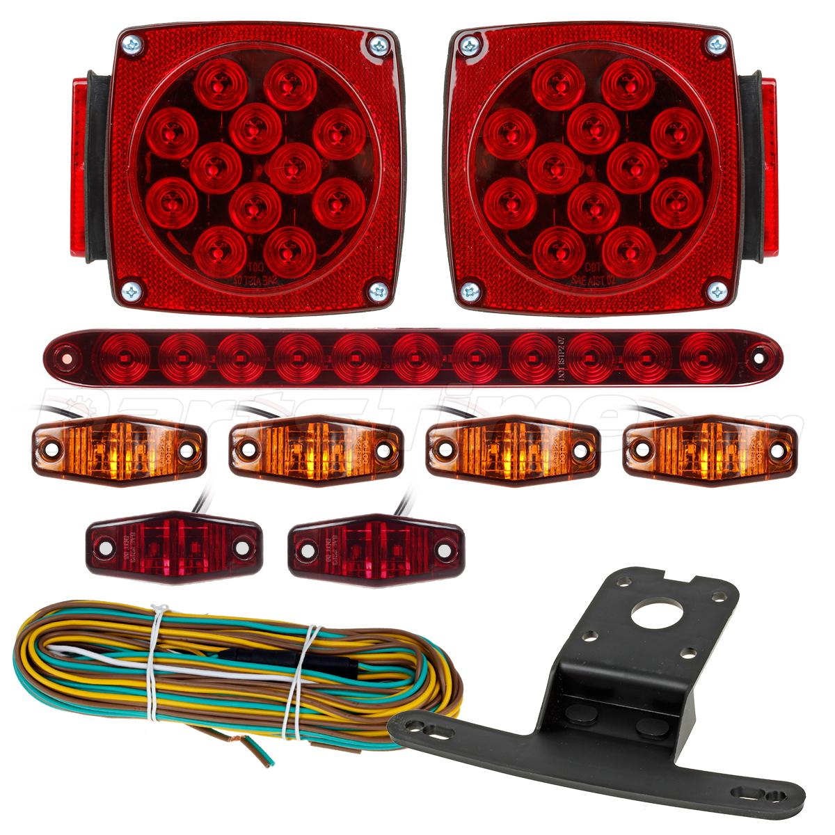 Under 80" LED Boat Trailer Light Kits,Stop Turn Tail,Side Marker,brake