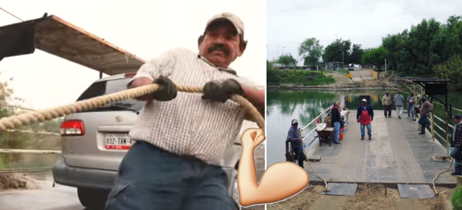 ElChalán Mexicanos siguen impulsando manualmente el único ferry que